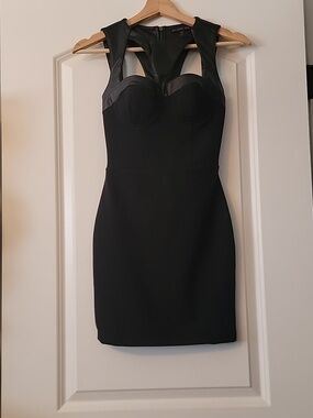 Material Girl Black Faux-Leather Accent Bodycon Dress